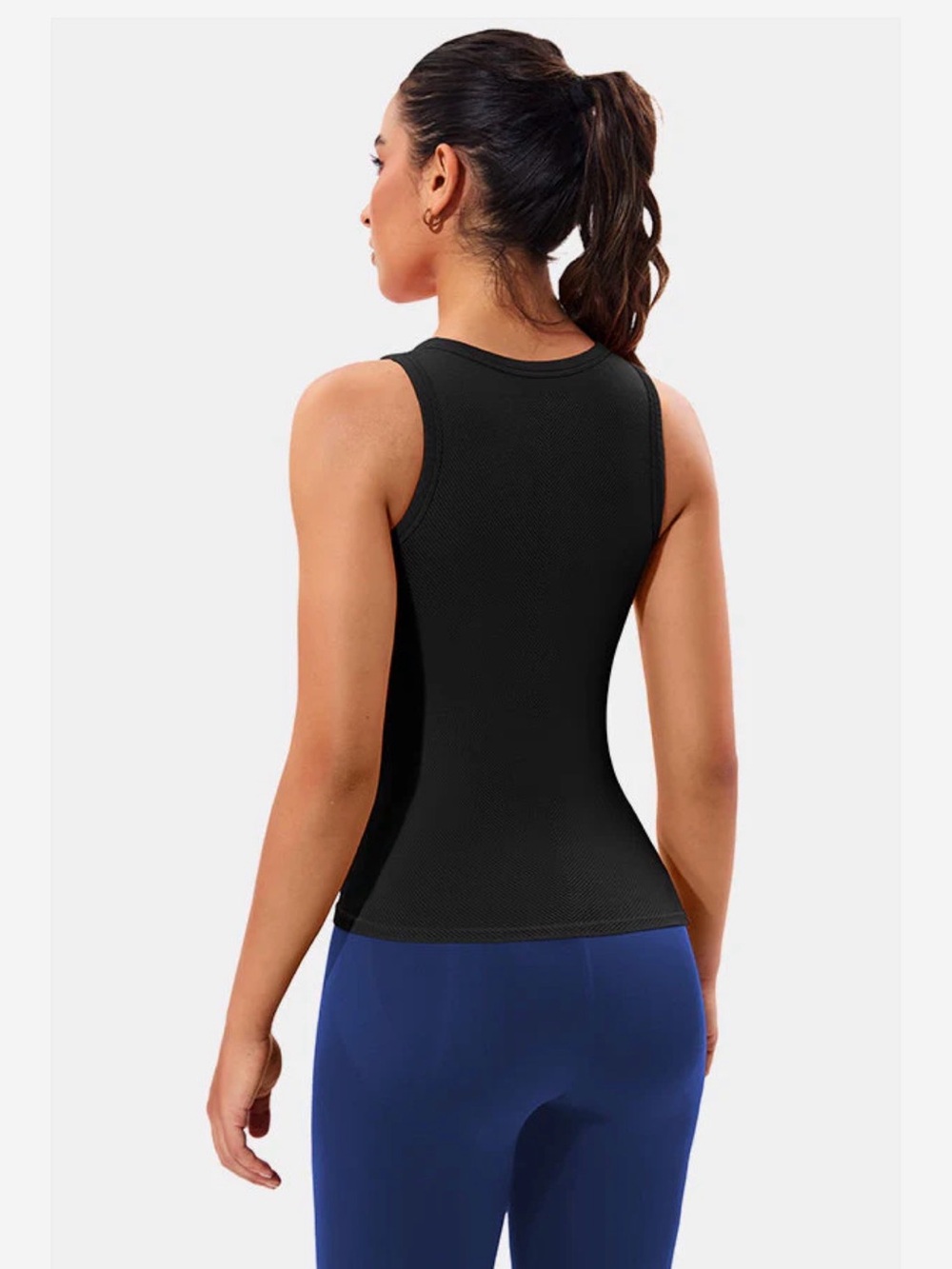 Black Women’s Ribbed Athletic Tank Top - Picture 2 of 7